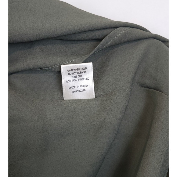 Skies Are Blue Short Dress Tired Ruffled Peasant Sleeve Smocked Women XS Olive‎ - Picture 11 of 12